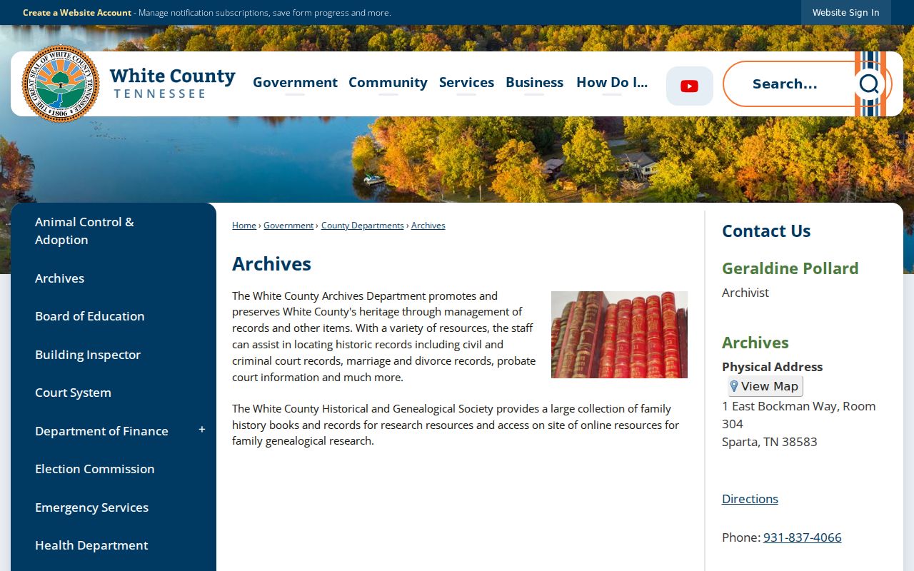 White County Archives historical records information