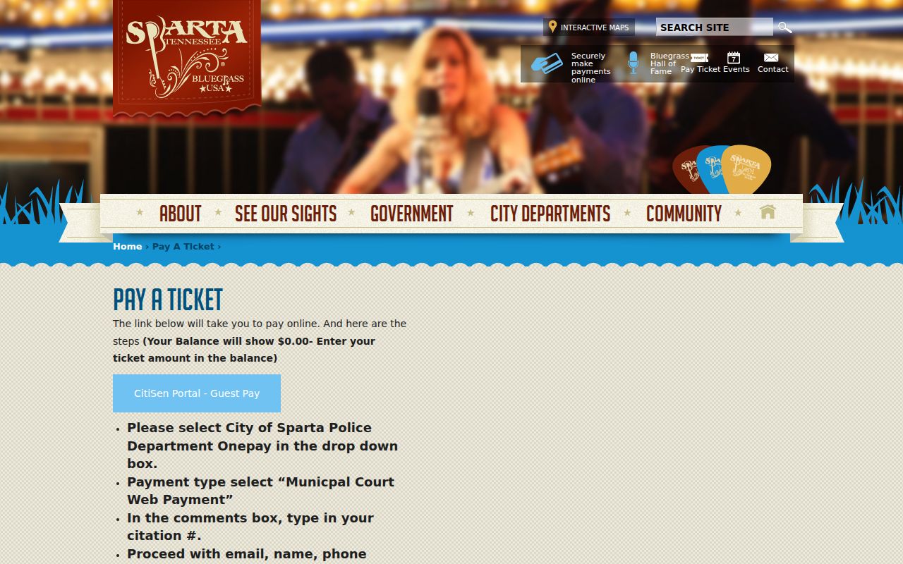 Sparta municipal court ticket payment page