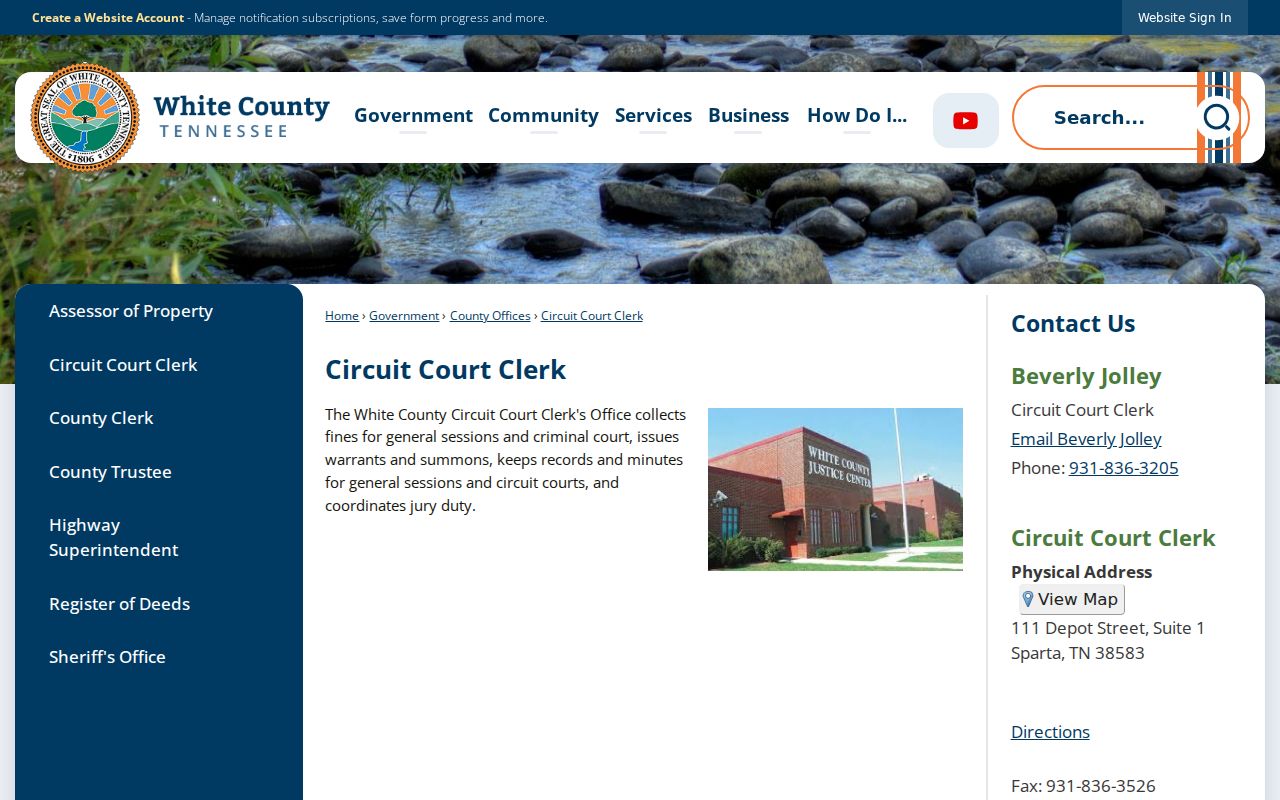 White County Circuit Court Clerk official information page